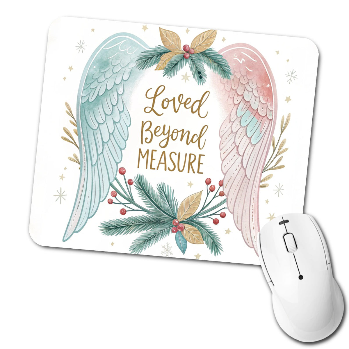 Loved Beyond Measure Angel Wings Low Profile Mouse Pad Mat