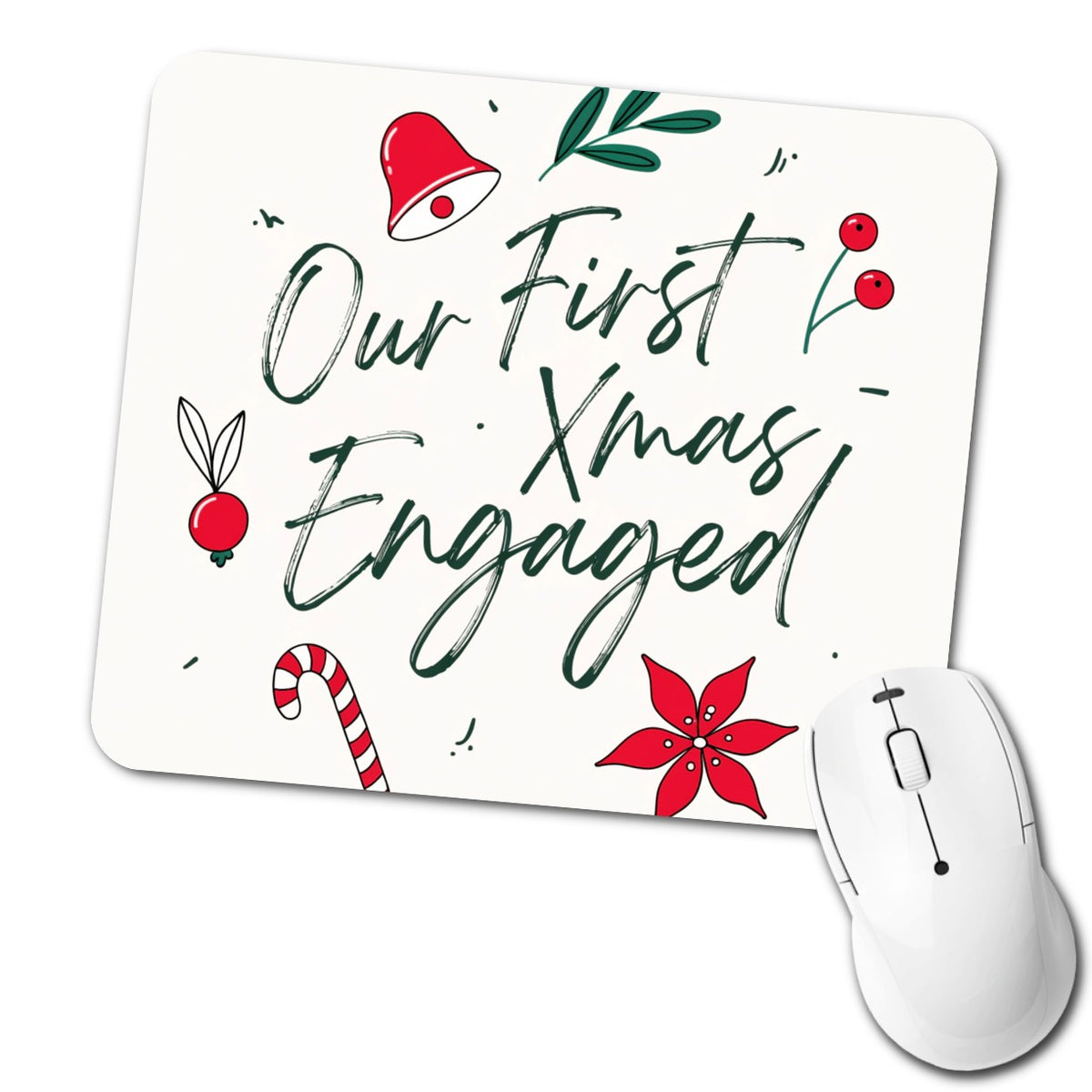 Our First Christmas Xmas Engaged Low Profile Mouse Pad Mat