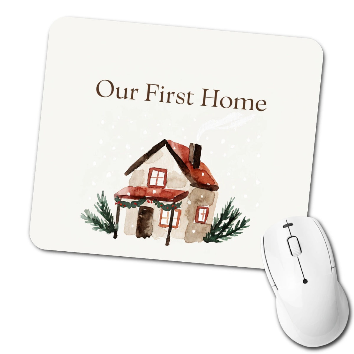 Our First Home Christmas Simple Low Profile Mouse Pad Mat