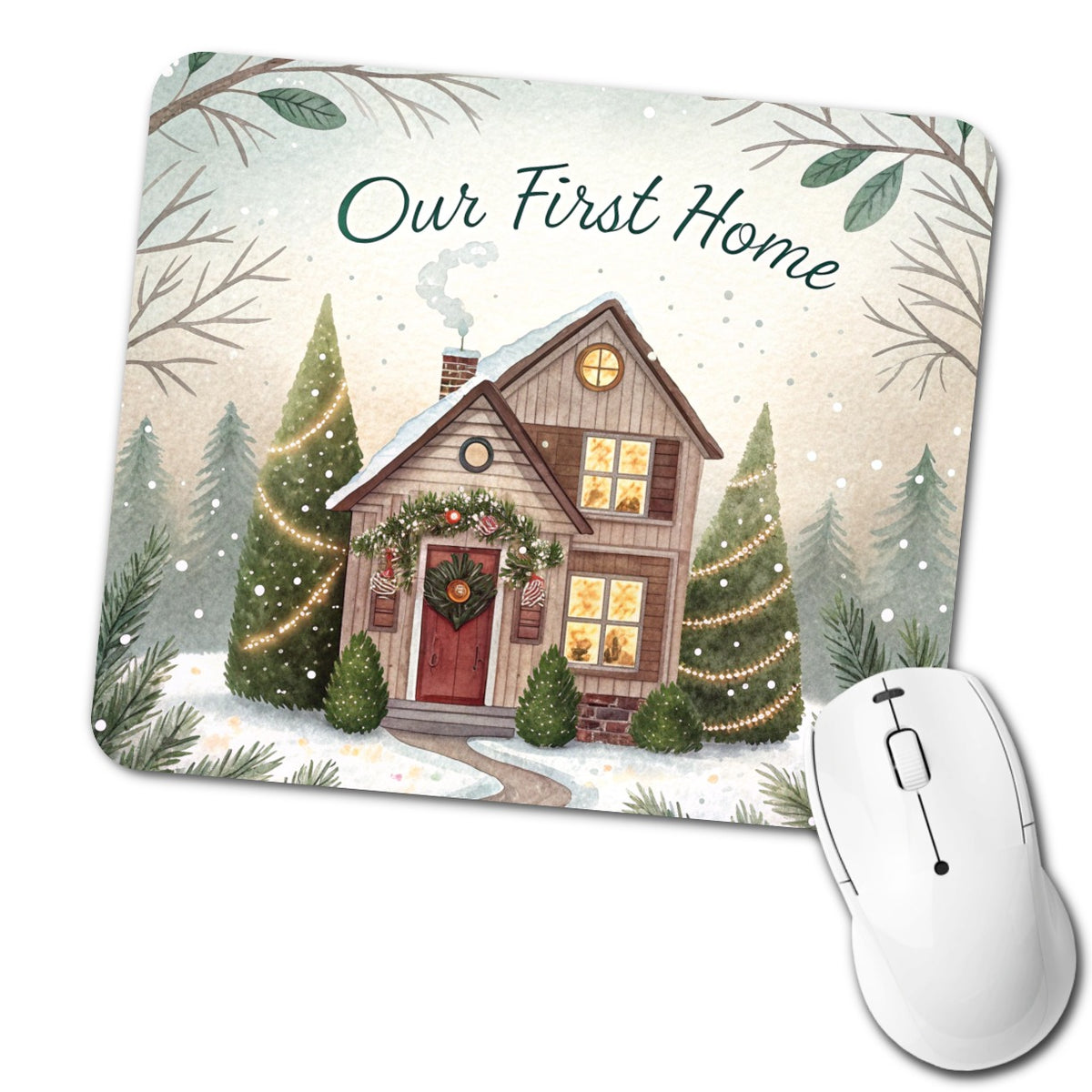 Our First Home Christmas Low Profile Mouse Pad Mat