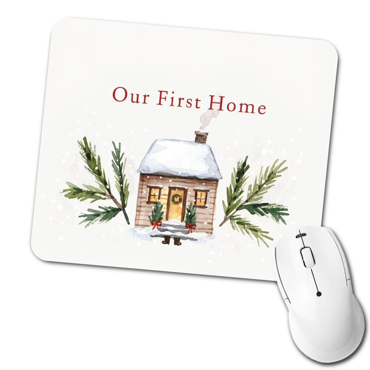 Our First Home House Christmas Low Profile Mouse Pad Mat