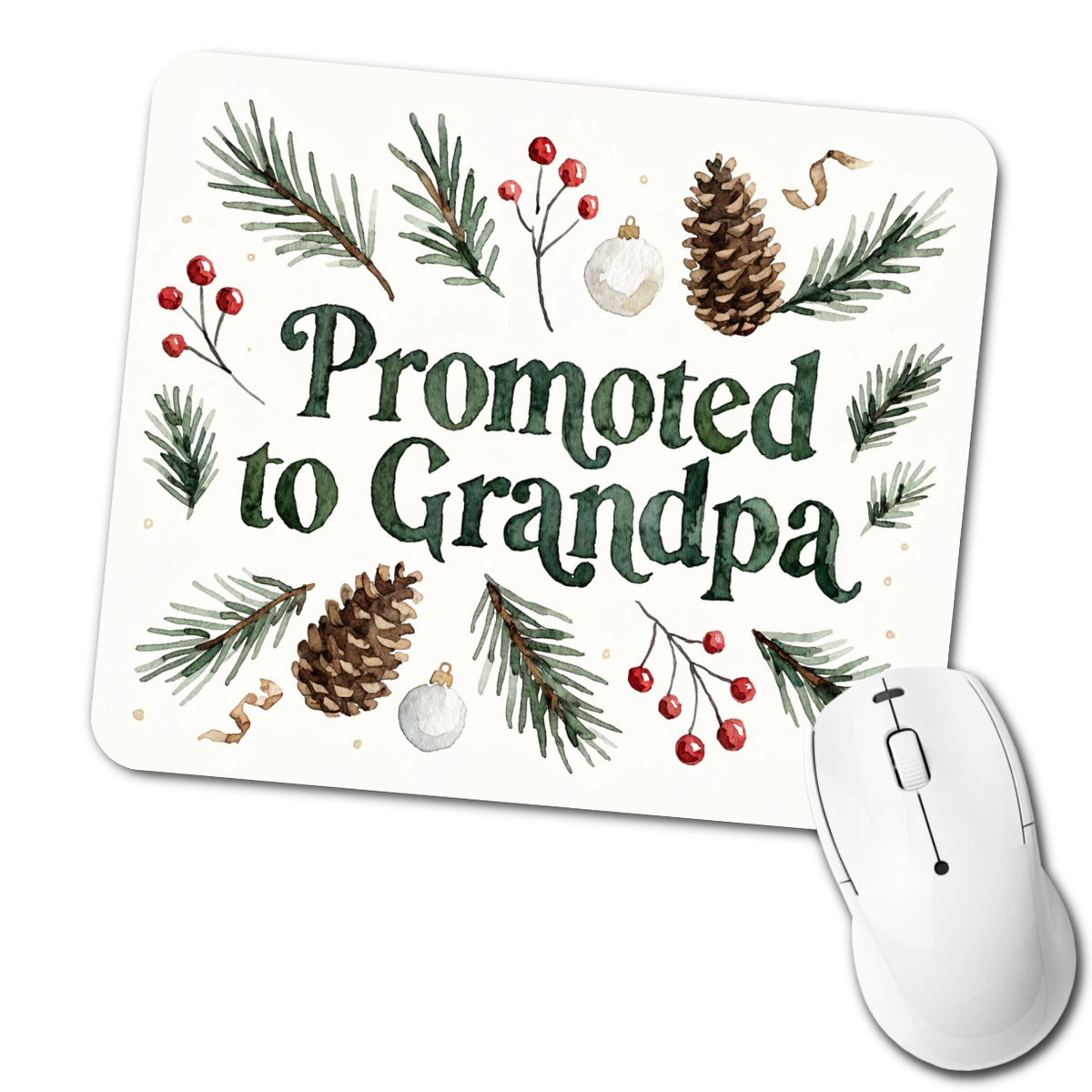 Promoted To Grandpa Christmas Low Profile Mouse Pad Mat