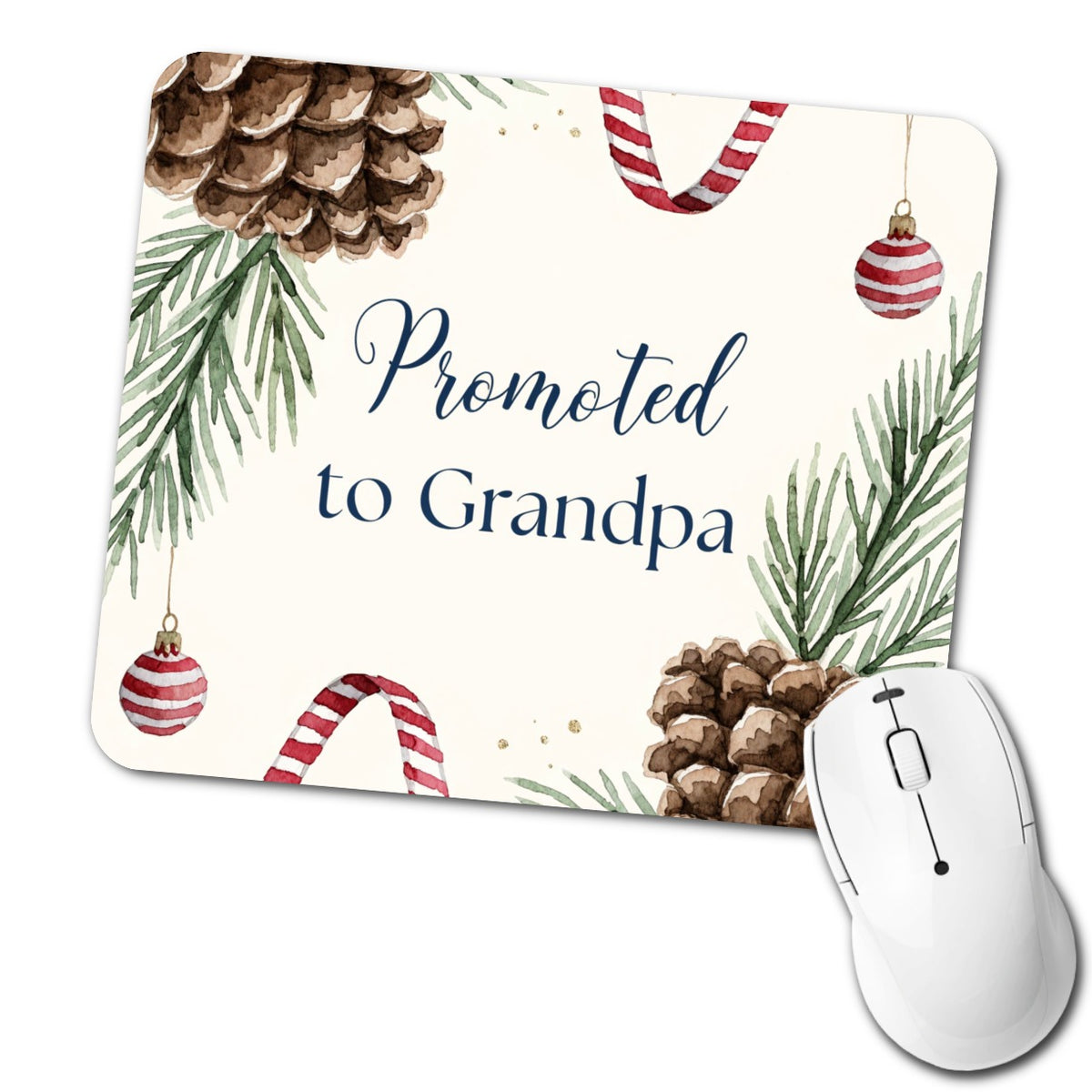 Promoted To Grandpa Grandfather Christmas Low Profile Mouse Pad Mat
