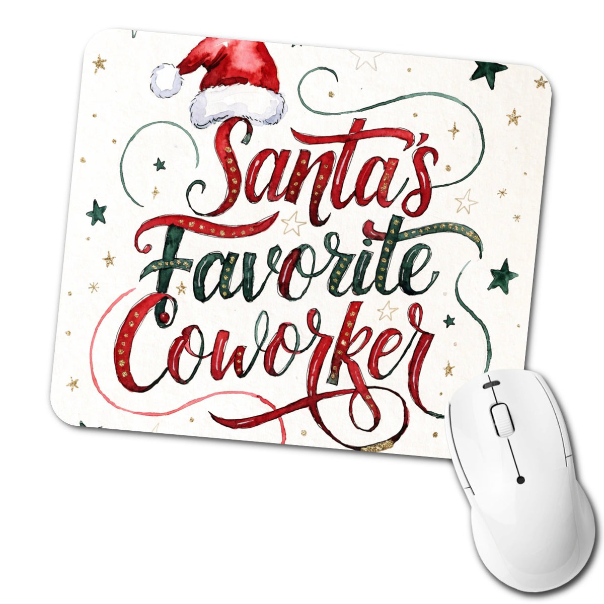 Santa's Favorite Coworker Christmas Low Profile Mouse Pad Mat