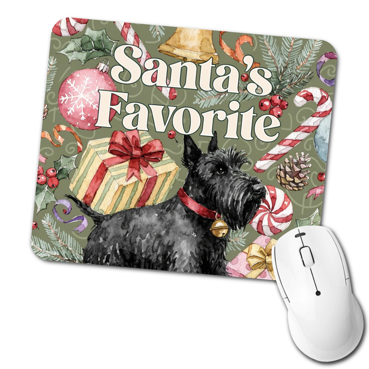Scottish Terrier Dog Christmas Santa's Favorite Low Profile Mouse Pad Mat