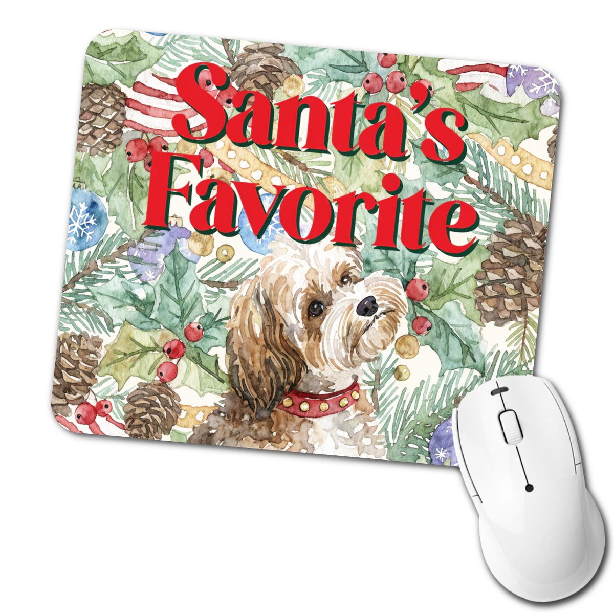 Shorkie Dog Christmas Santa's Favorite Low Profile Mouse Pad Mat