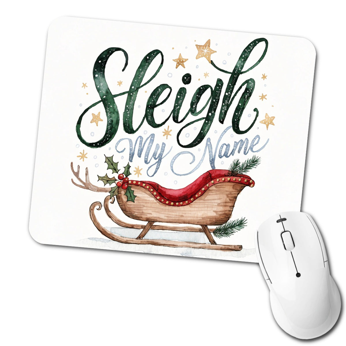 Sleigh Say My Name Christmas Funny Low Profile Mouse Pad Mat