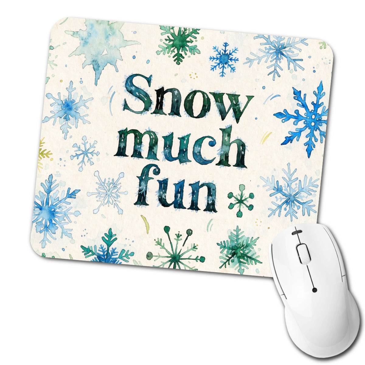 Snow So Much Fun Winter Snowflakes Low Profile Mouse Pad Mat