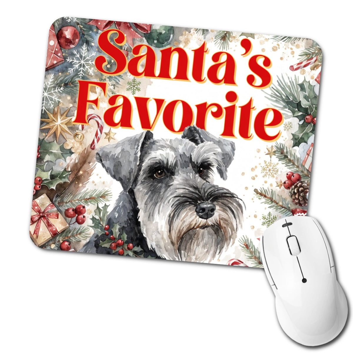 Standard Schnauzer Dog Christmas Santa's Favorite Low Profile Mouse Pad Mat