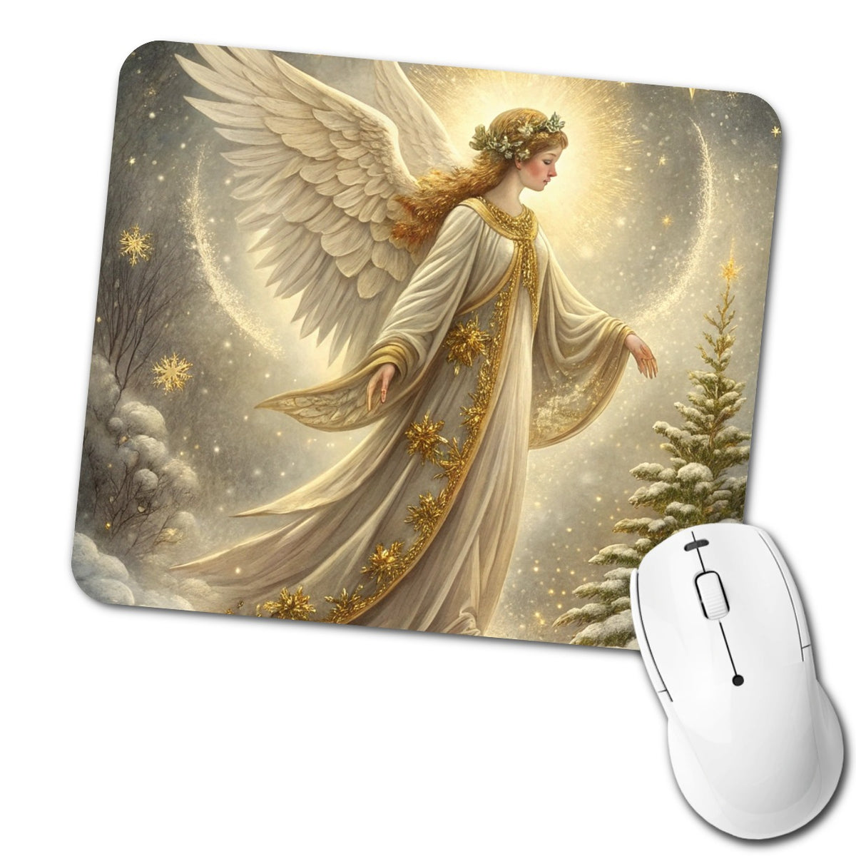 Vintage Christmas Angel Elegant Low Profile Mouse Pad Mat