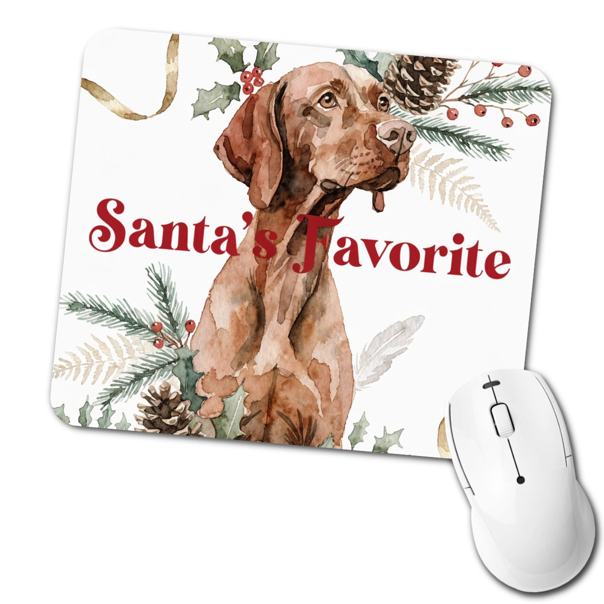 Vizsla Dog Christmas Santa's Favorite Low Profile Mouse Pad Mat