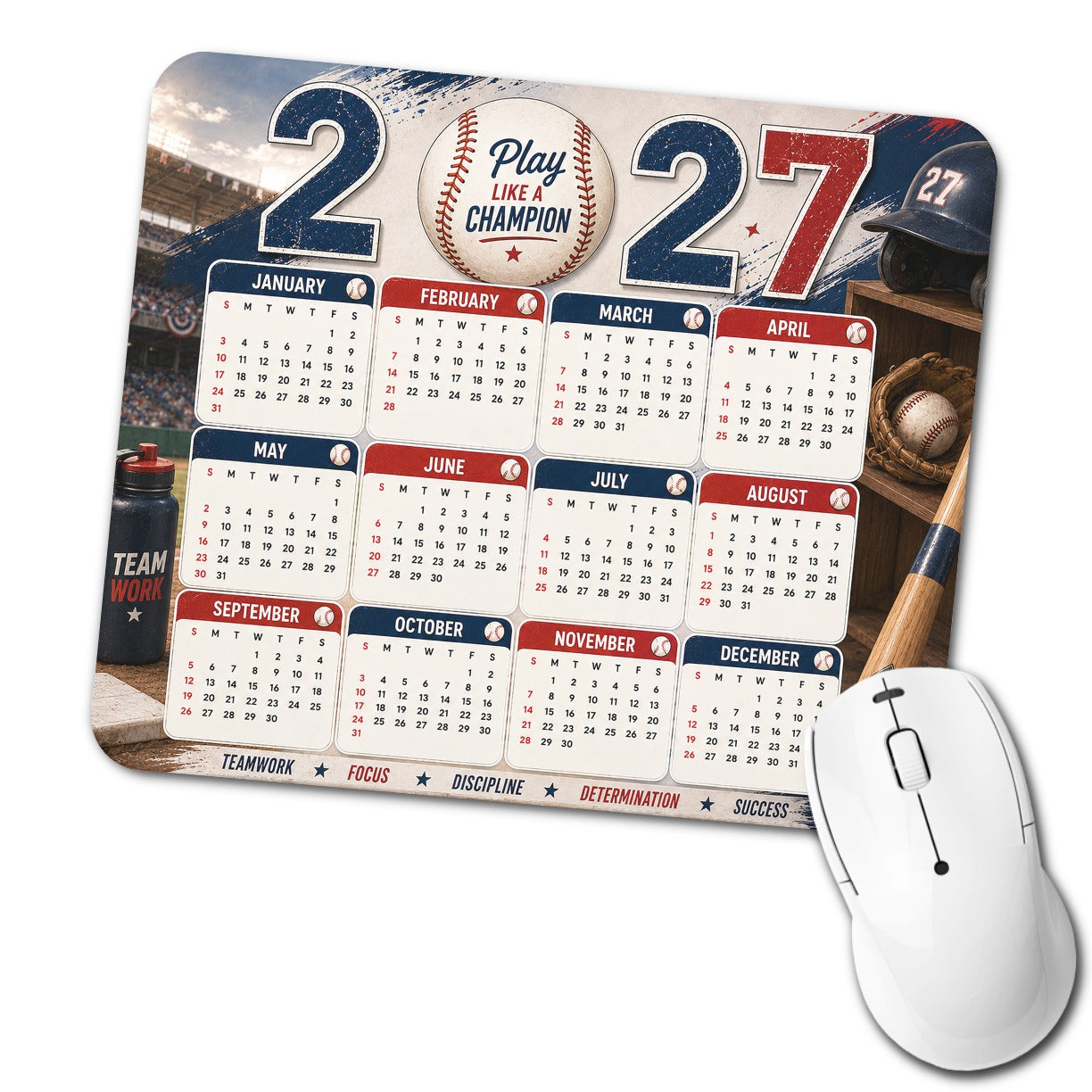 Baseball Champion 2027 Calendar Low Profile Mouse Pad Mat