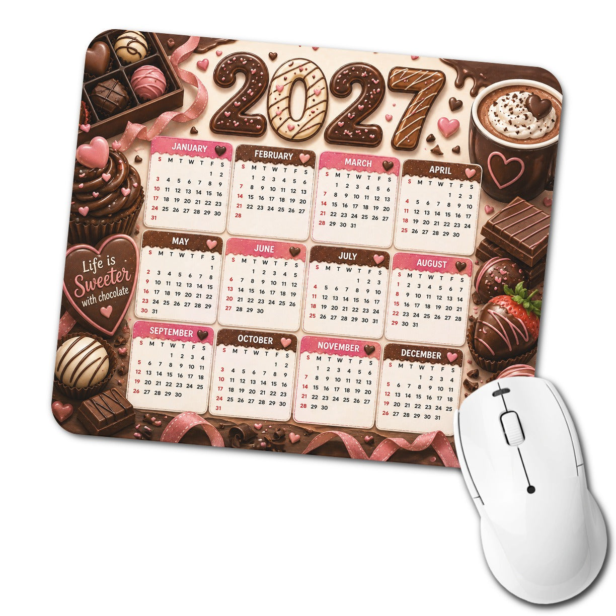 Chocolate Candy 2027 Calendar Low Profile Mouse Pad Mat