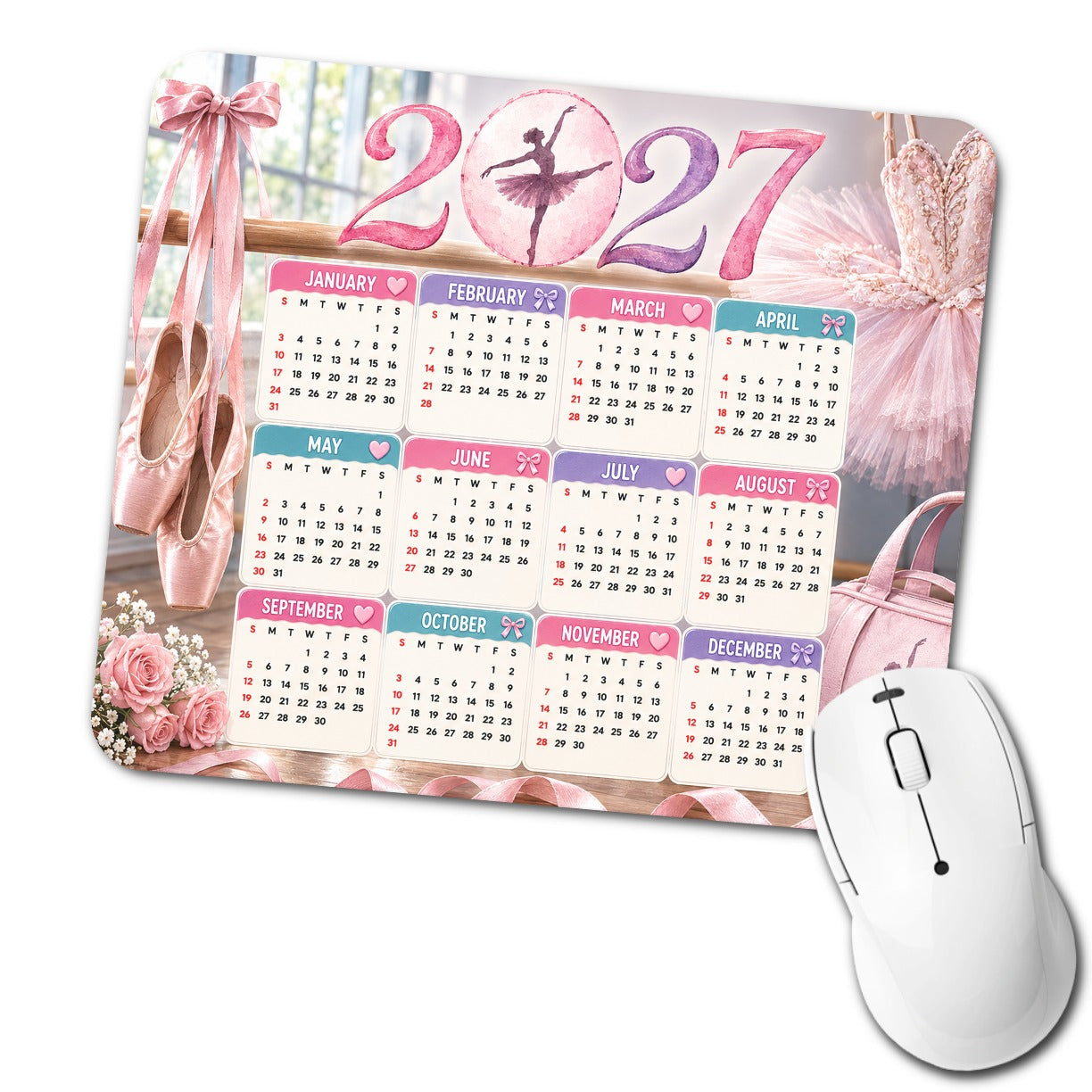 Elegant Ballet Ballerina 2027 Calendar Low Profile Mouse Pad Mat