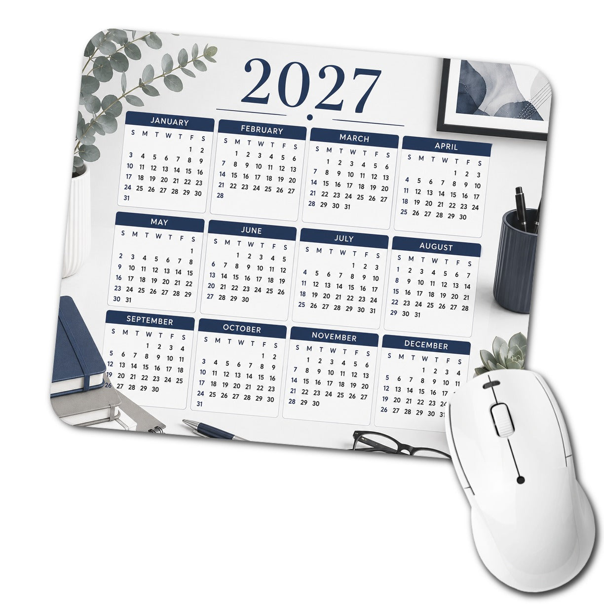 Modern Office 2027 Calendar Low Profile Mouse Pad Mat