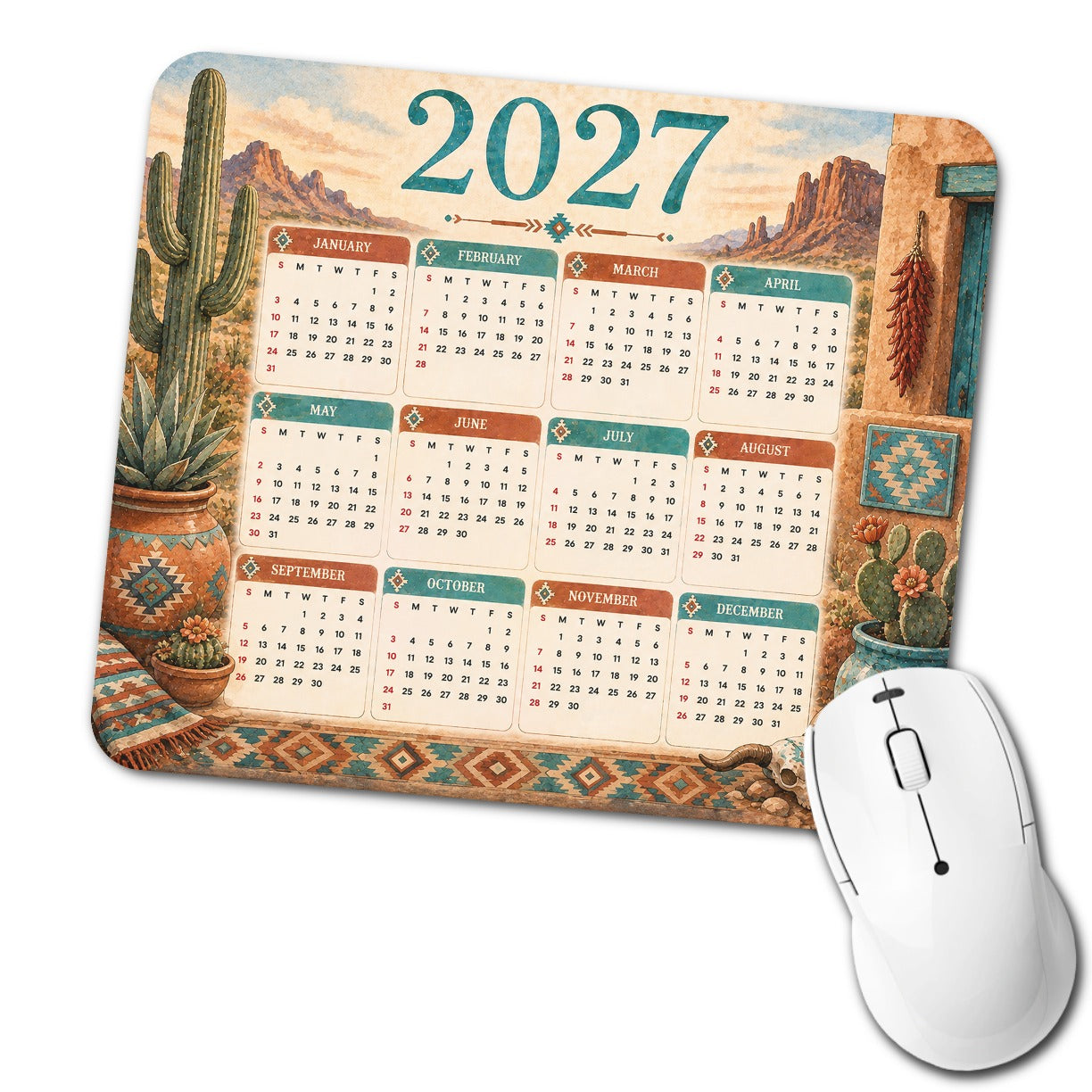 Southwestern 2027 Calendar Low Profile Mouse Pad Mat