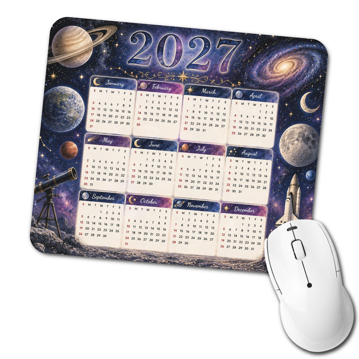 Space Astronomy 2027 Calendar Low Profile Mouse Pad Mat