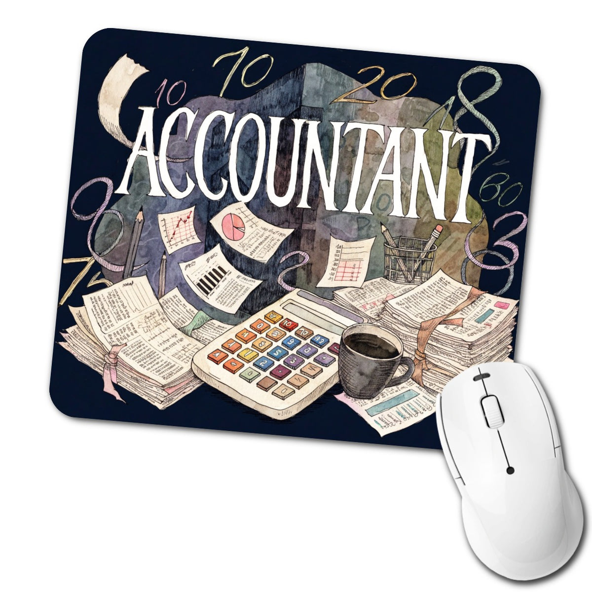 Accountant Accounting Bookkeeping Numbers Low Profile Mouse Pad Mat