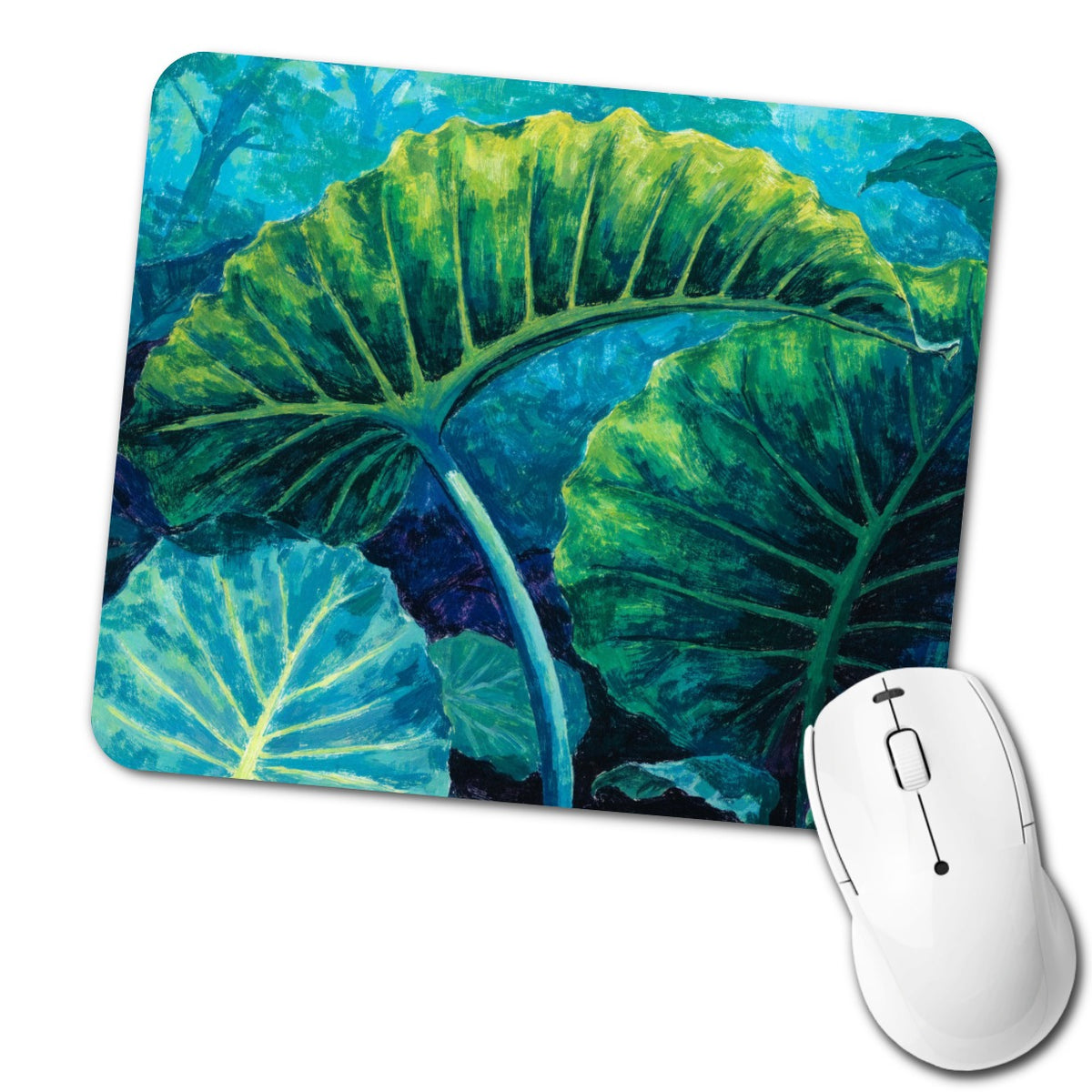 Alocasia Elephant Ear Leaves Low Profile Mouse Pad Mat