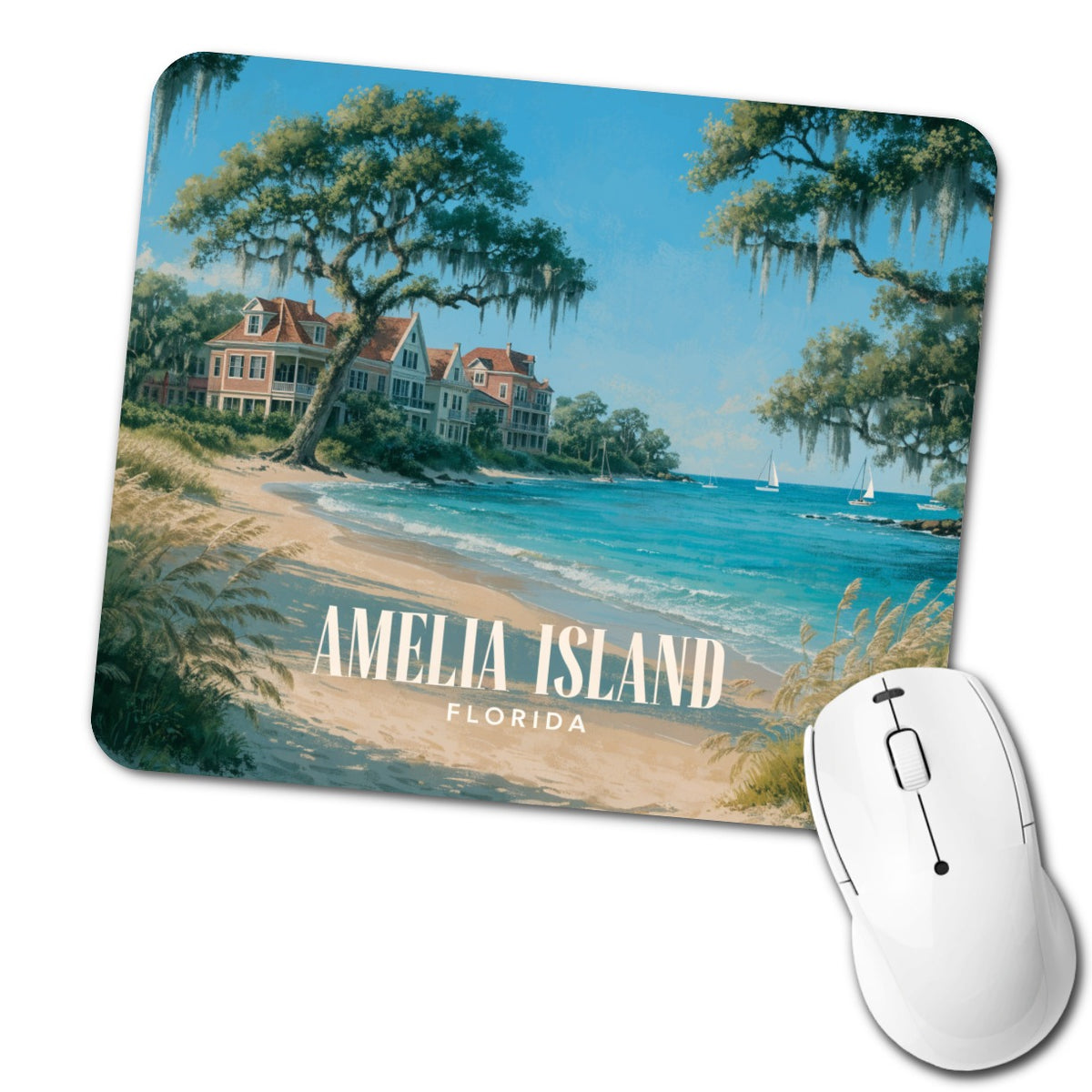 Amelia Island Florida Travel Low Profile Mouse Pad Mat