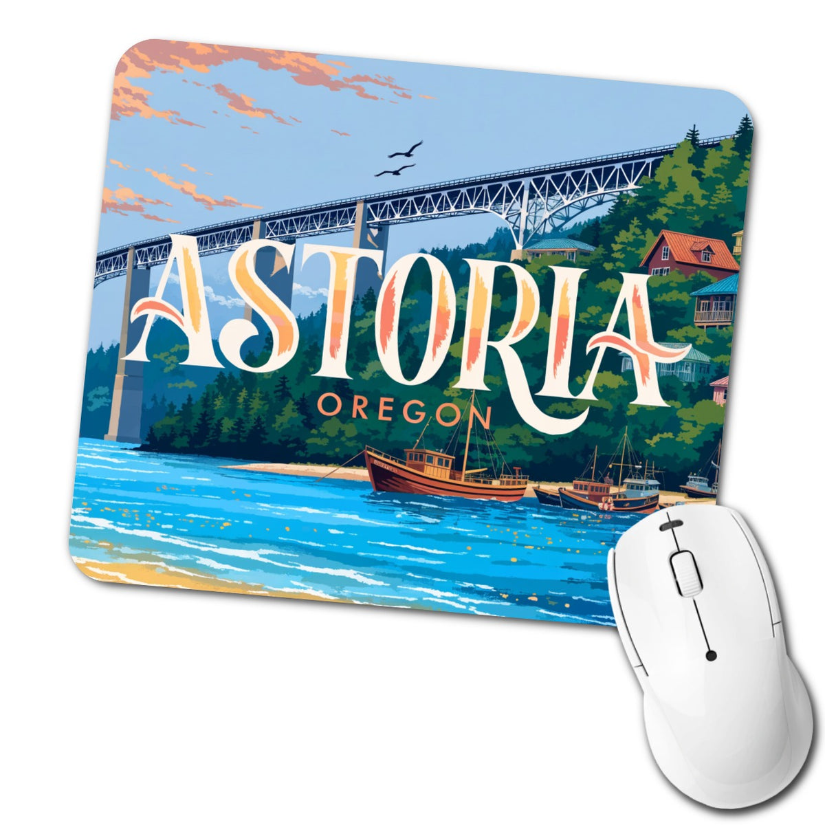 Astoria Oregon Travel Low Profile Mouse Pad Mat