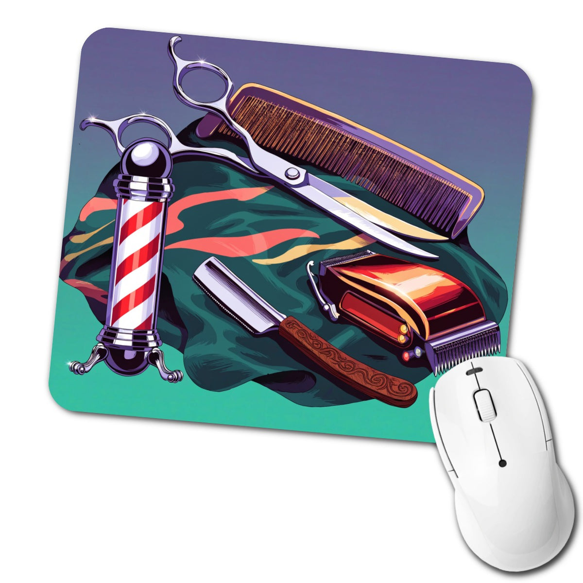Barber Barbershop Tools Low Profile Mouse Pad Mat