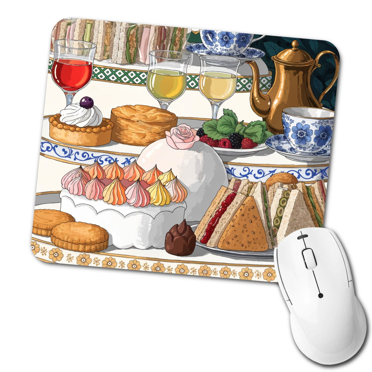 Beautiful Afternoon High Tea Low Profile Mouse Pad Mat