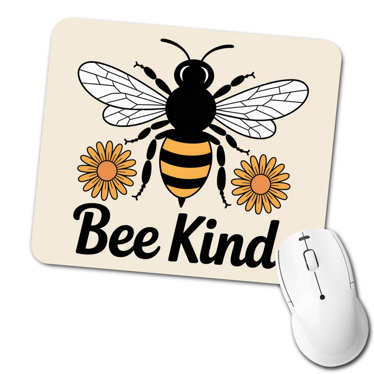 Bee Kind Honeybee Daisies Low Profile Mouse Pad Mat