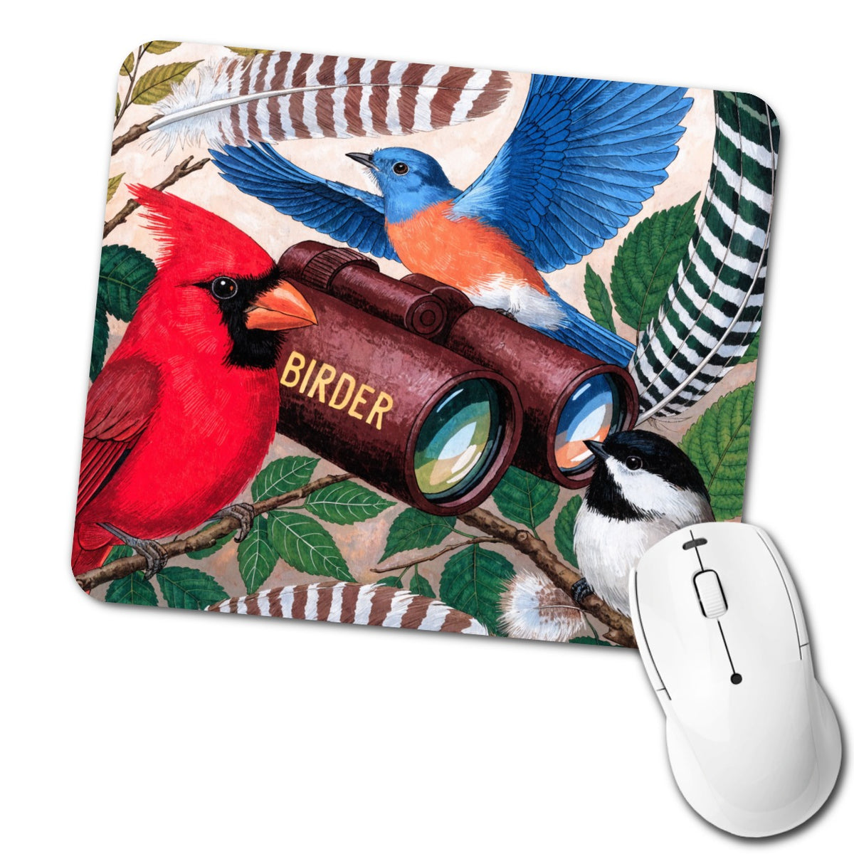 Birder Bird Lover Binoculars Low Profile Mouse Pad Mat