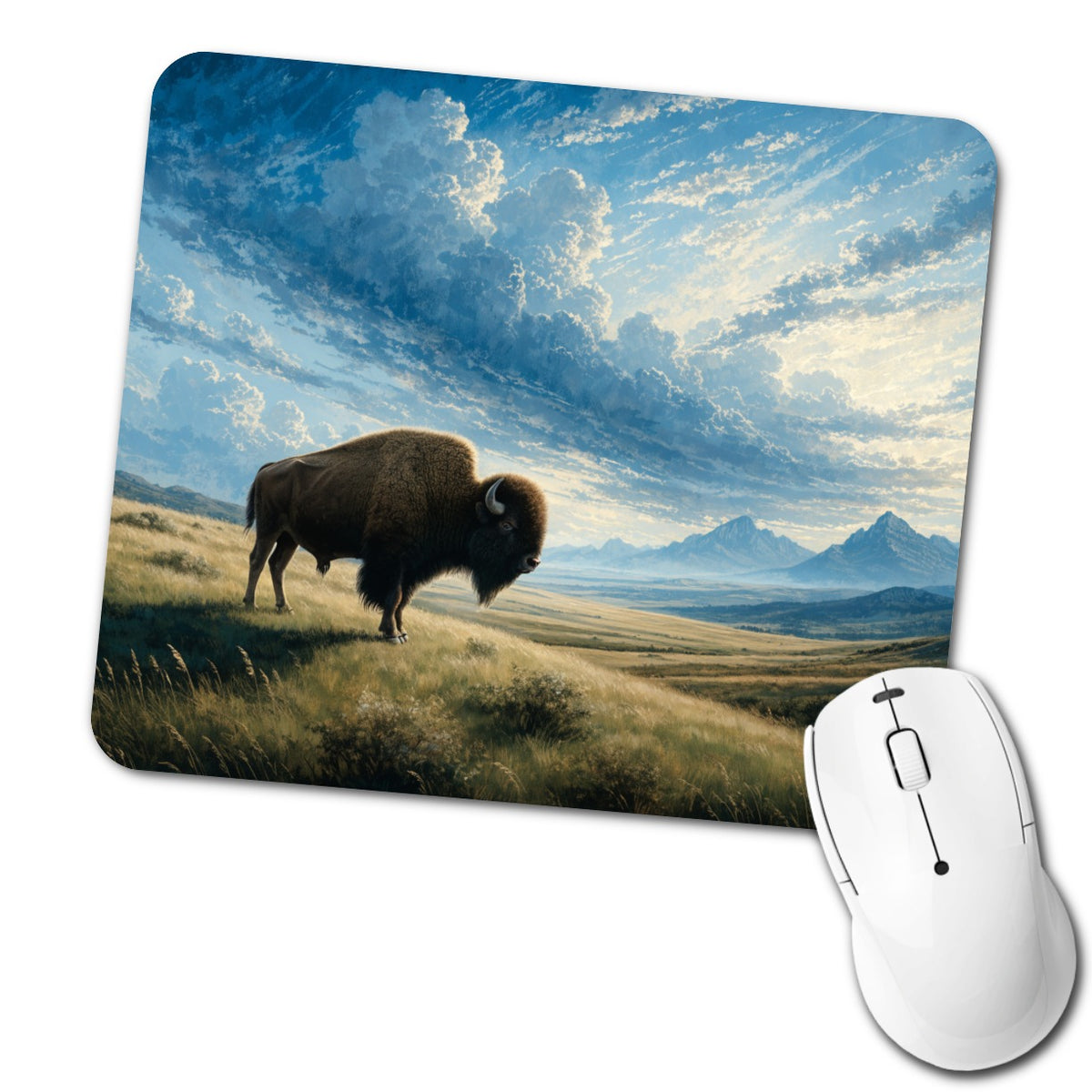 Bison Prairie Landscape Low Profile Mouse Pad Mat