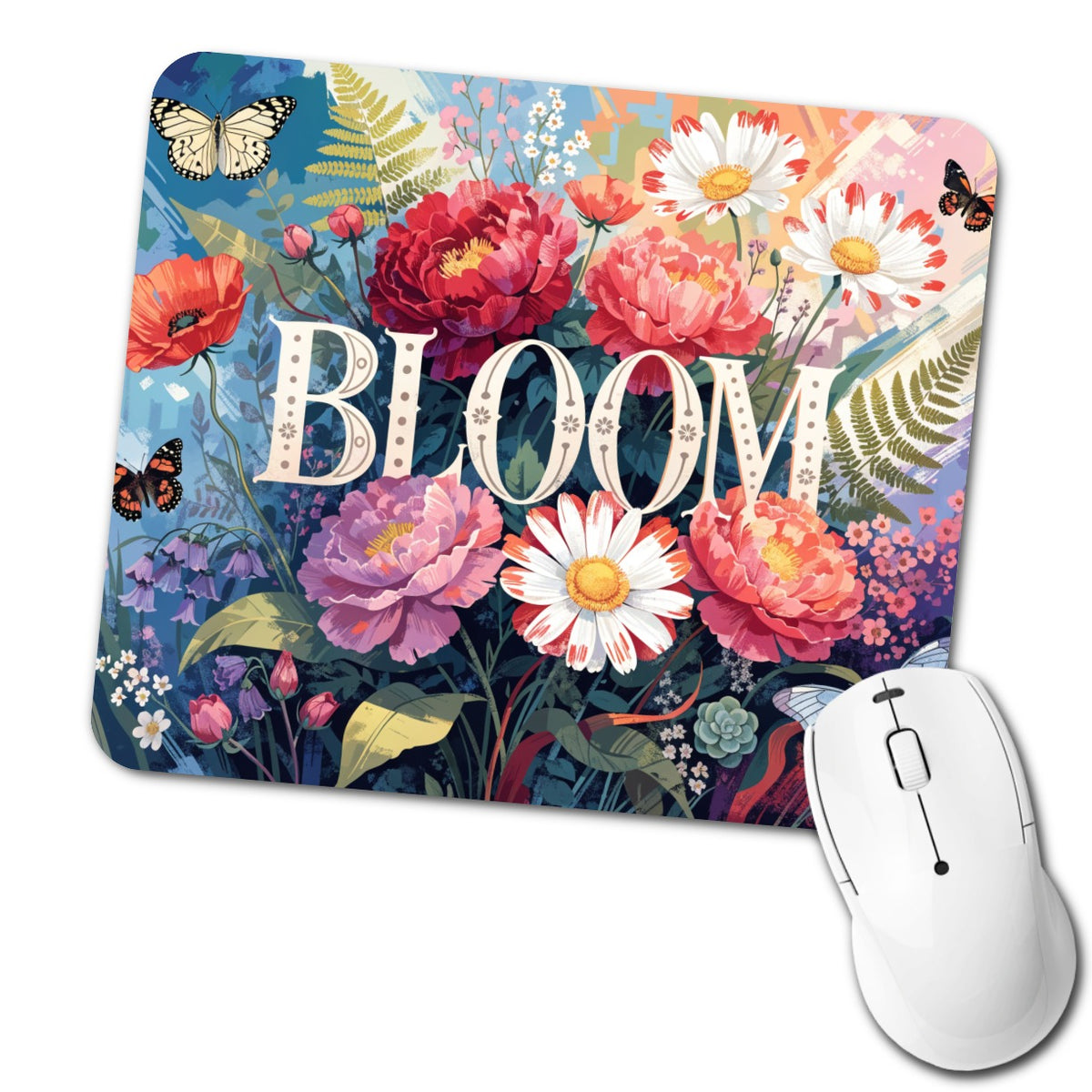 Bloom Gardening Flowers Floral Low Profile Mouse Pad Mat