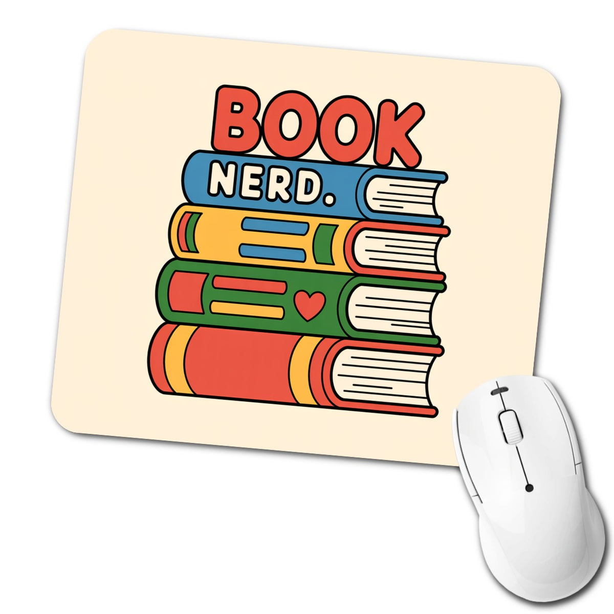 Book Nerd Reader Cute Funny Low Profile Mouse Pad Mat