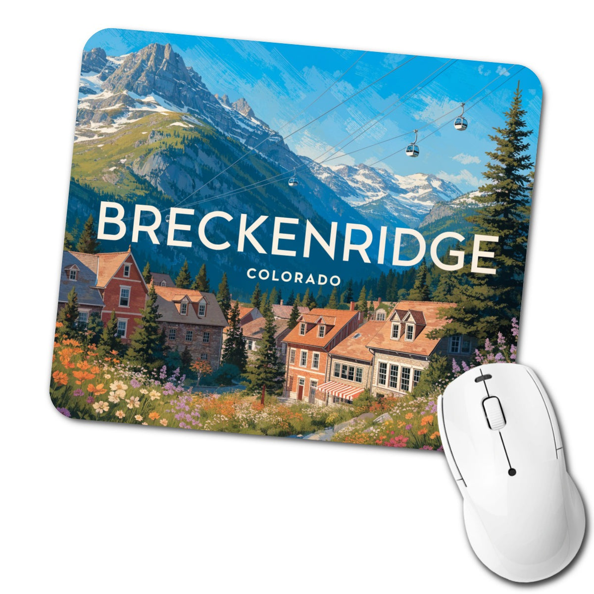 Breckenridge Colorado Mountains Travel Low Profile Mouse Pad Mat