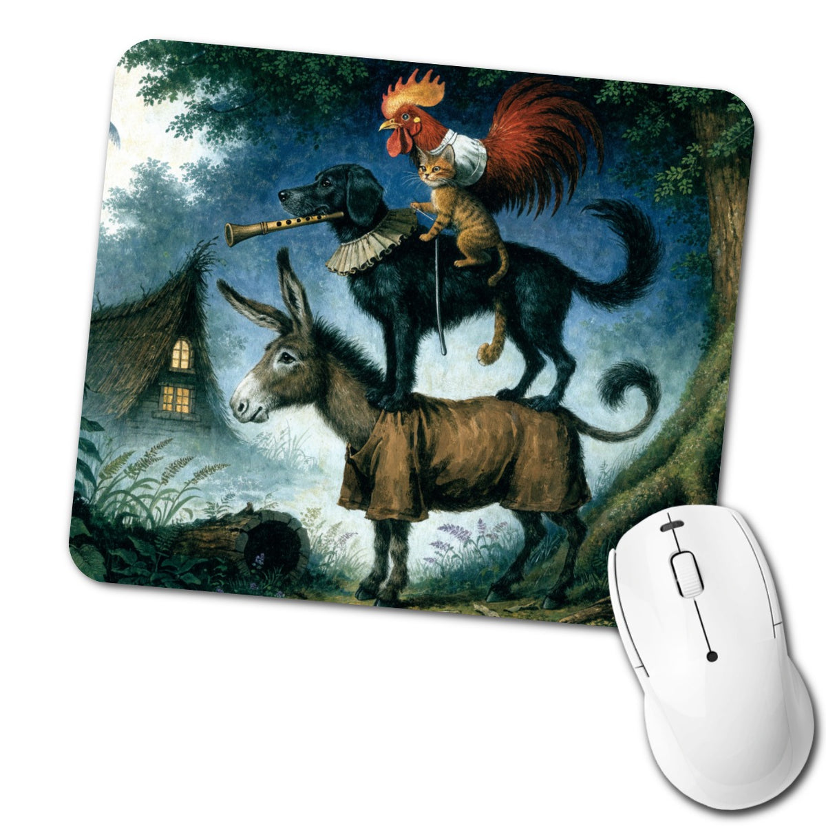 Bremen Town Musicians Low Profile Mouse Pad Mat