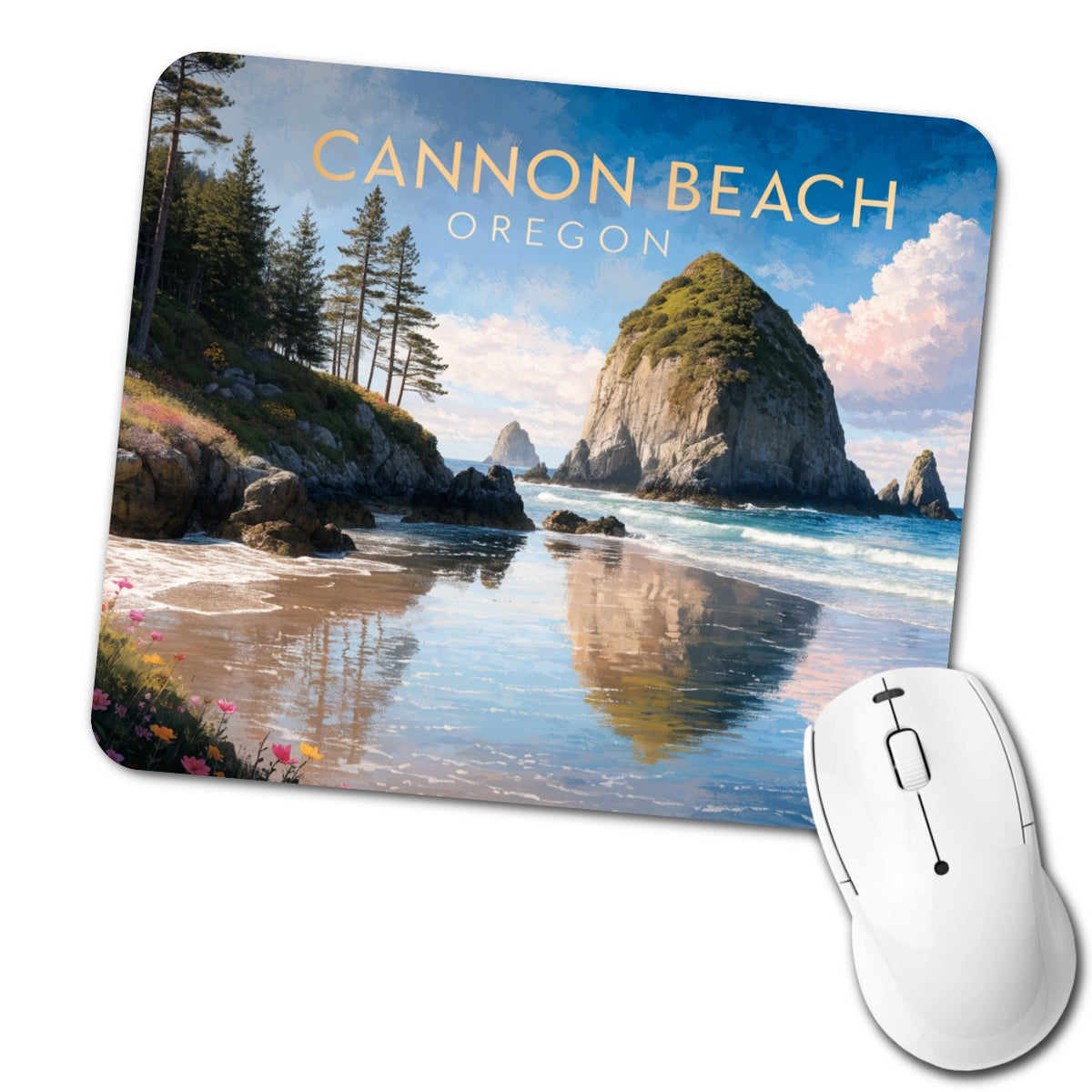 Cannon Beach Oregon Travel Low Profile Mouse Pad Mat