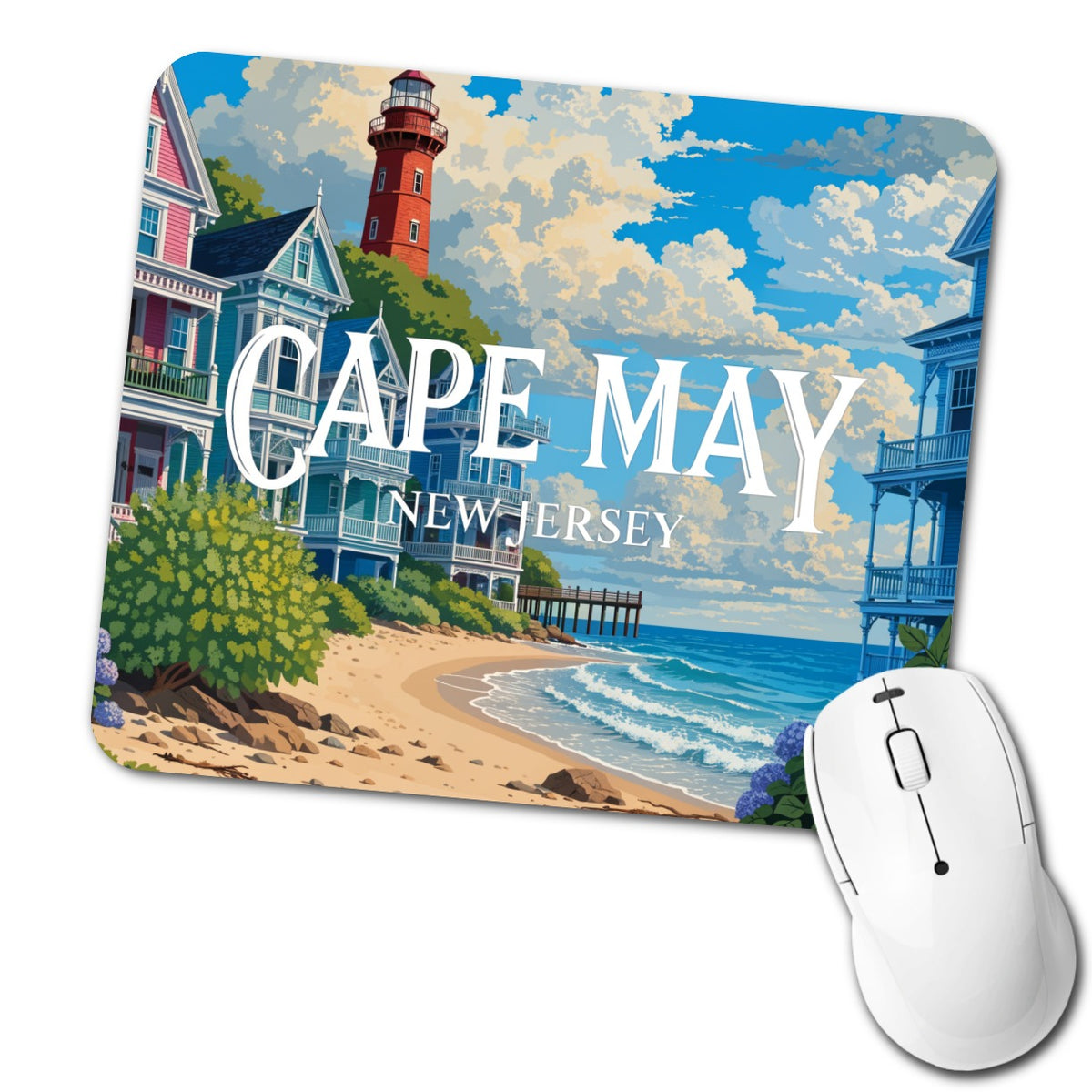 Cape May New Jersey Travel Low Profile Mouse Pad Mat