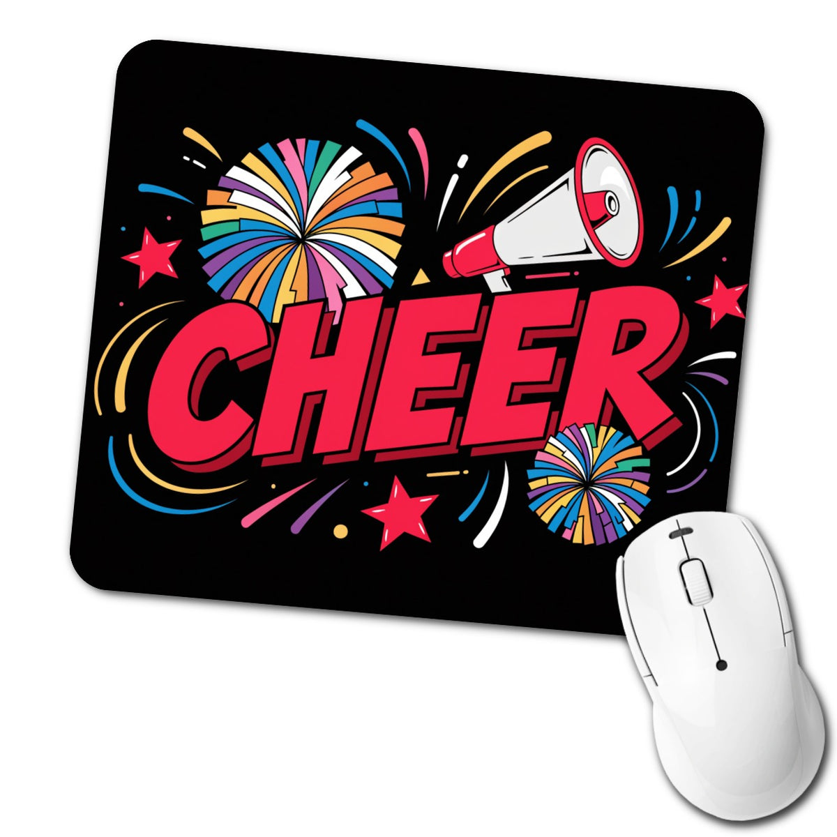 Cheerleading Red on Black Low Profile Mouse Pad Mat
