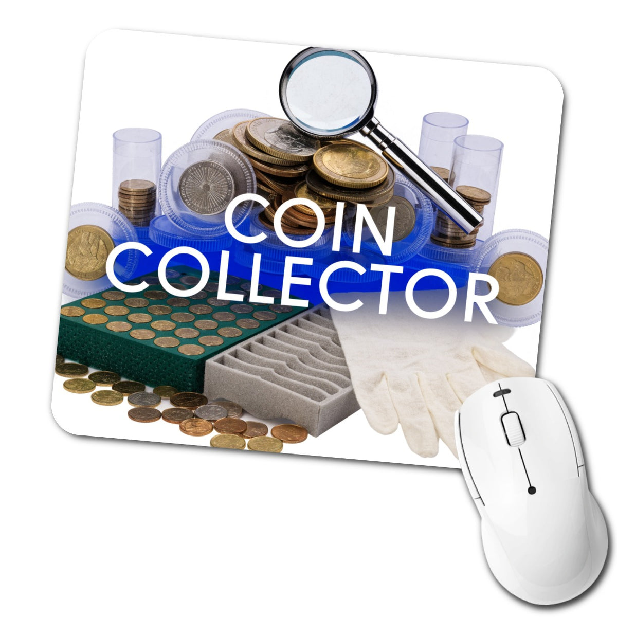 Coin Collector Collecting Low Profile Mouse Pad Mat