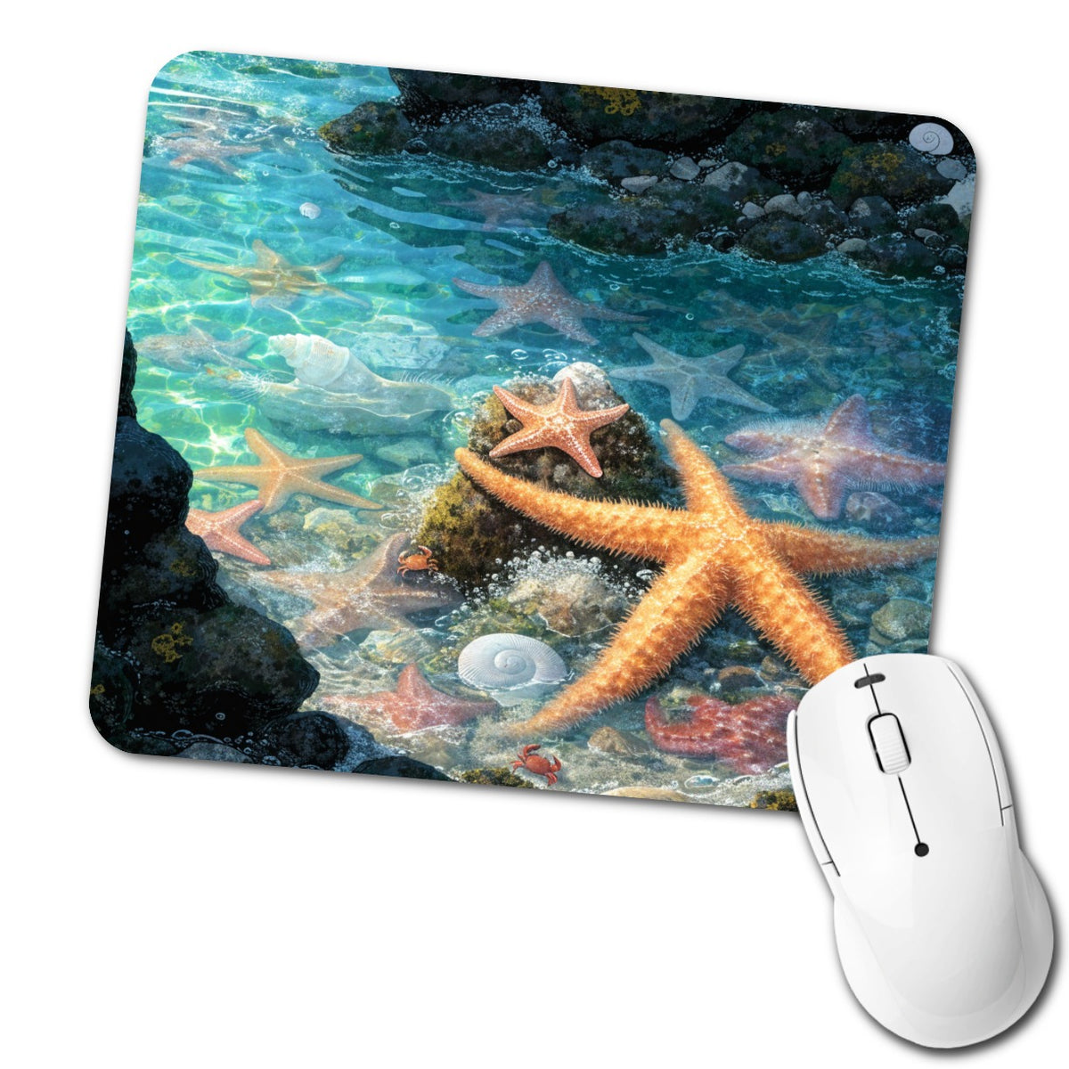 Colorful Coastal Tide Pool Low Profile Mouse Pad Mat
