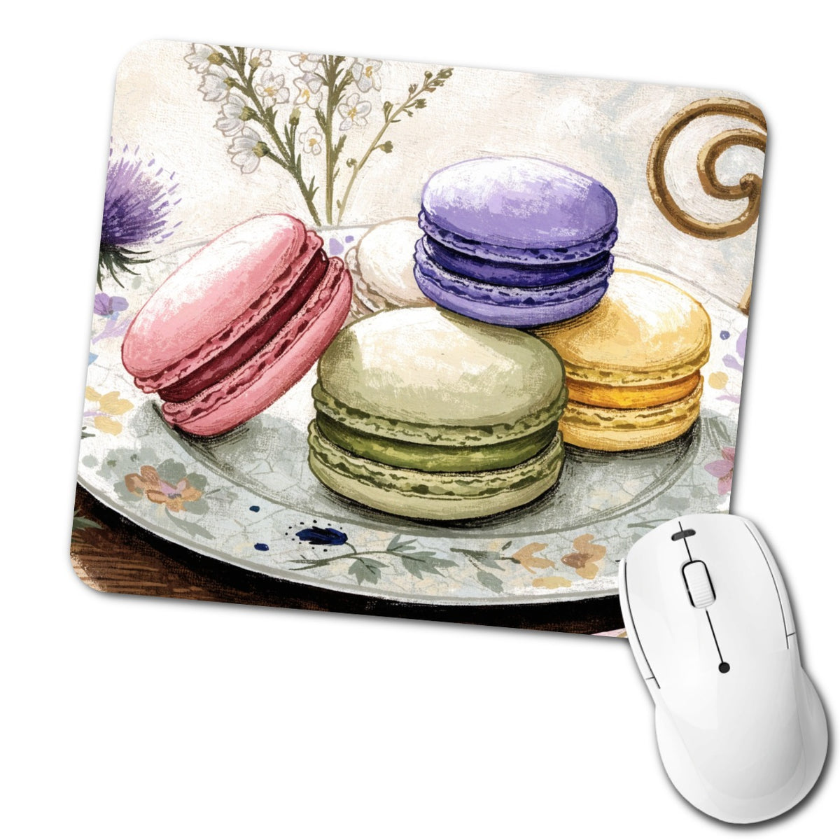 Colorful Macaron Patisserie Low Profile Mouse Pad Mat