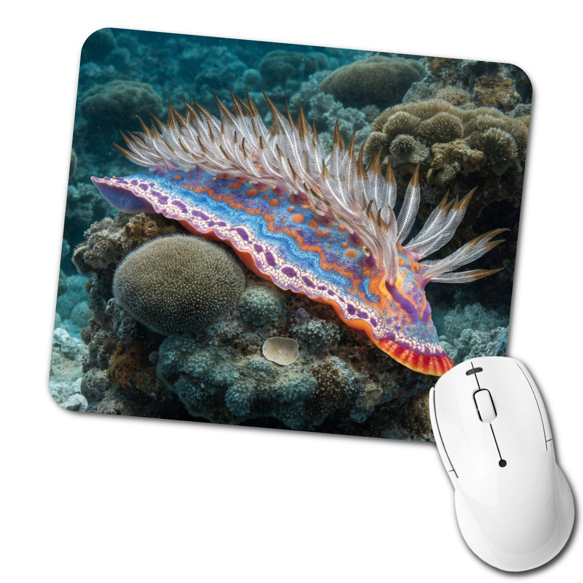 Colorful Nudibranch Reef Low Profile Mouse Pad Mat