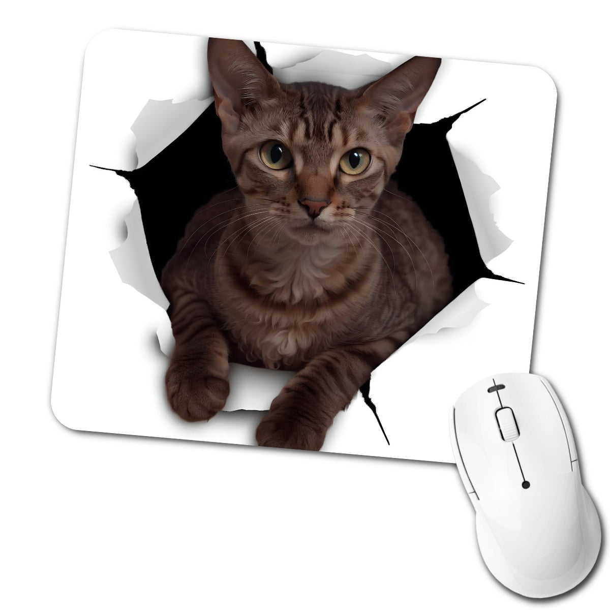 Cornish Rex Cat Breakout Low Profile Mouse Pad Mat