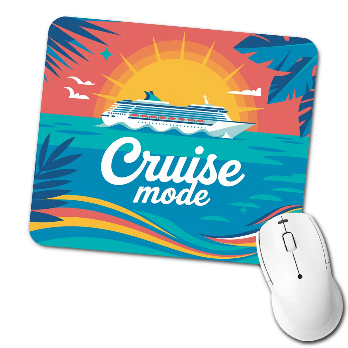 Cruise Mode Ship Vacation Colorful Low Profile Mouse Pad Mat