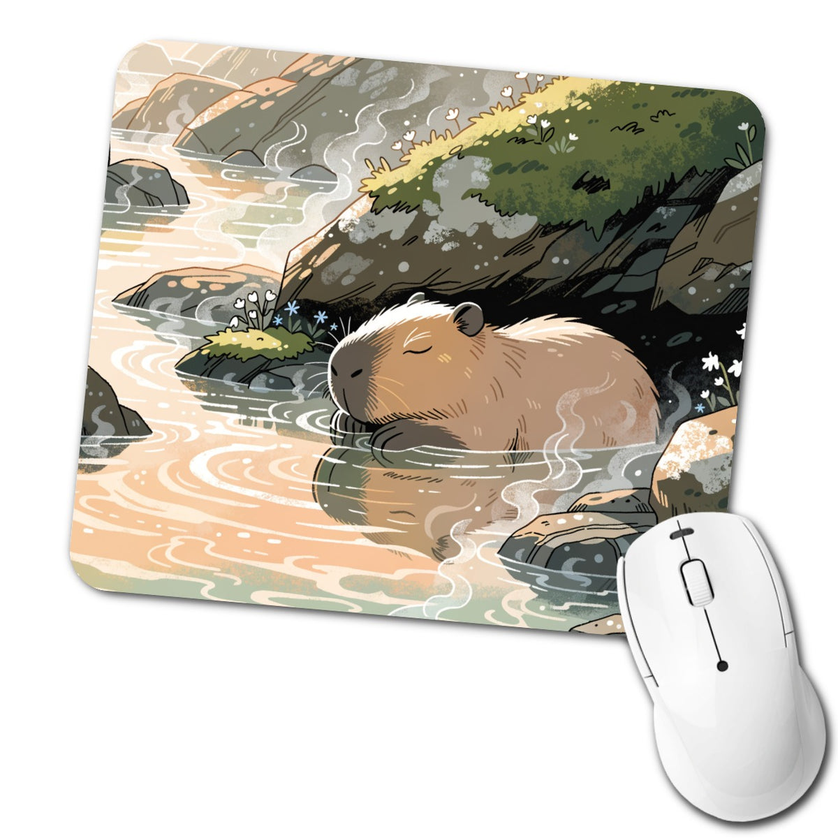 Cute Capybara Relaxing Low Profile Mouse Pad Mat