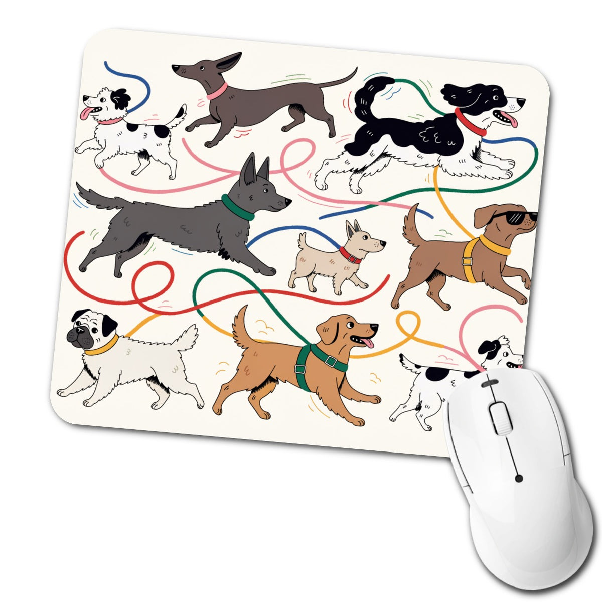 Dog Walk Chaos Low Profile Mouse Pad Mat