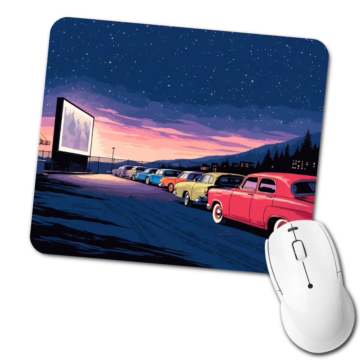 Drive-In Movie Night Low Profile Mouse Pad Mat