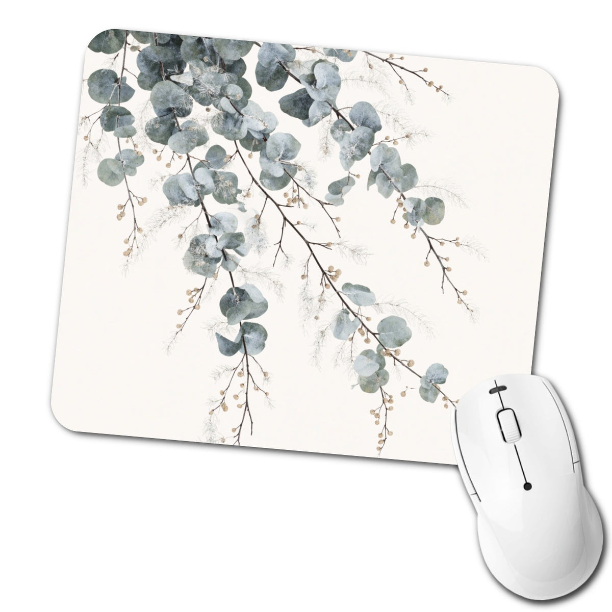 Eucalyptus Botanical Branches Low Profile Mouse Pad Mat