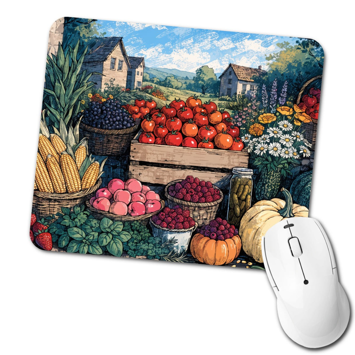 Farm Stand Garden Harvest Low Profile Mouse Pad Mat