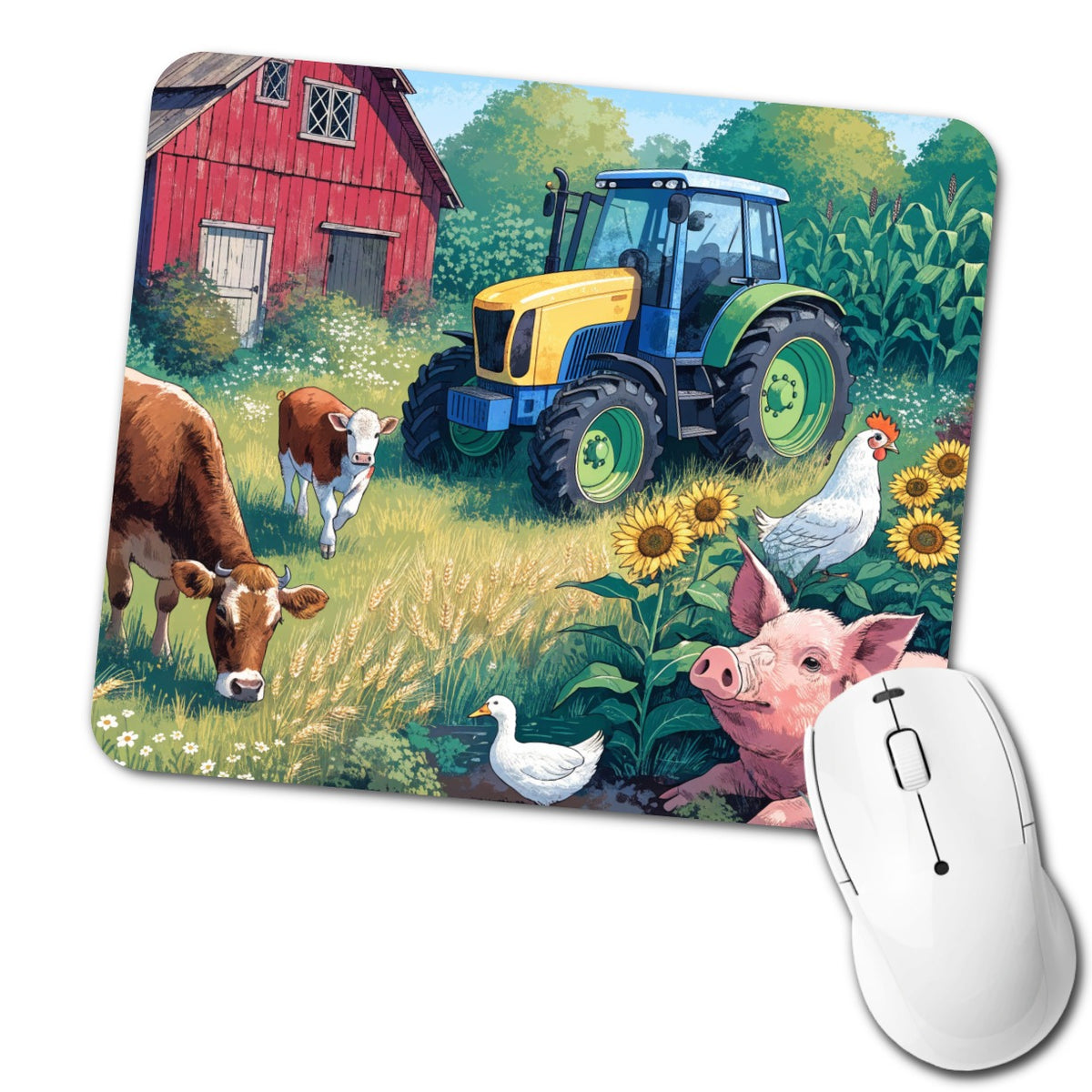 Farmer Tractor Farm Low Profile Mouse Pad Mat