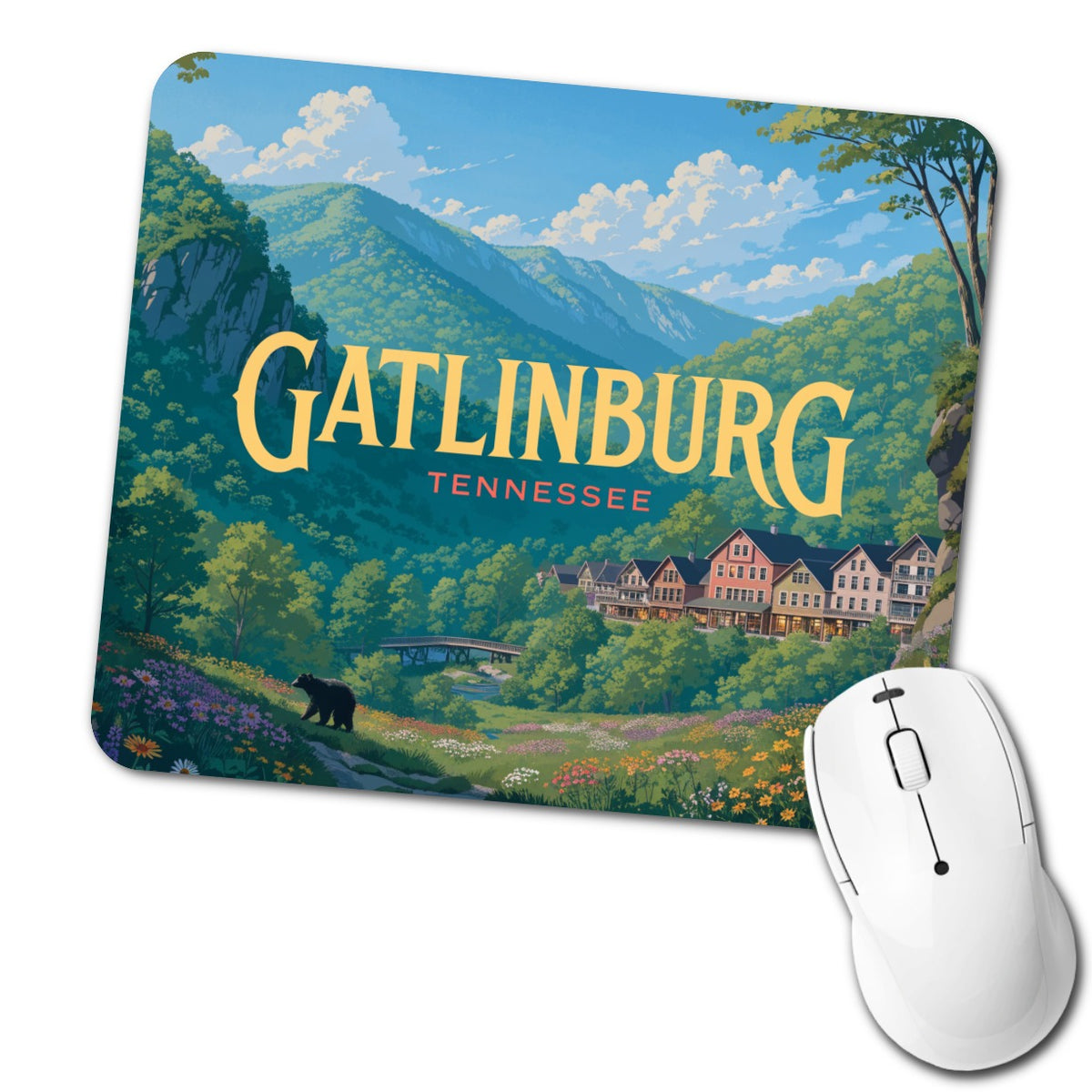 Gatlinburg Tennessee Travel Low Profile Mouse Pad Mat